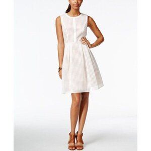Tommy Hilfiger White Summer Broderie Dress with Pink Underlay